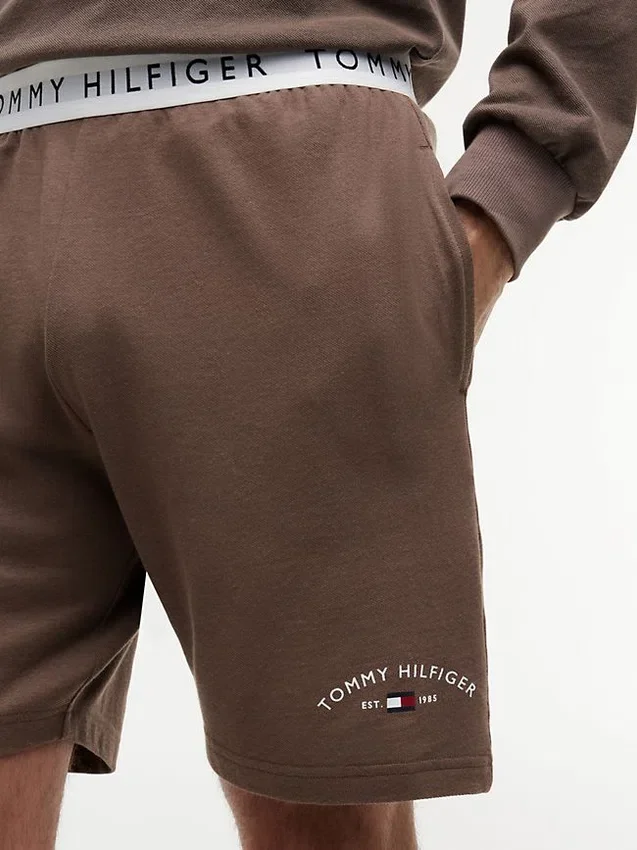Pantalones cortos de pijama de piqué con logotipo de Hilfiger Pantalones cortos de pijama de piqué con logotipo de Hilfiger