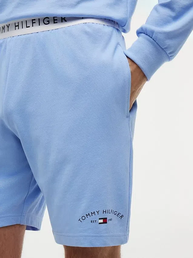 Pantalones cortos de pijama de piqué con logotipo de Hilfiger Pantalones cortos de pijama de piqué con logotipo de Hilfiger