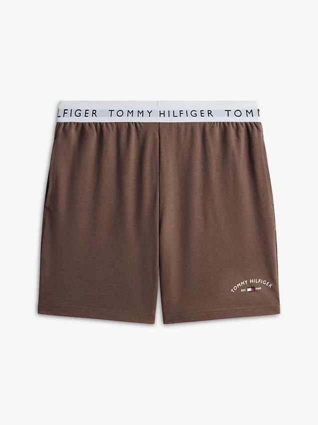 Pantalones cortos de pijama de piqué con logotipo de Hilfiger Pantalones cortos de pijama de piqué con logotipo de Hilfiger