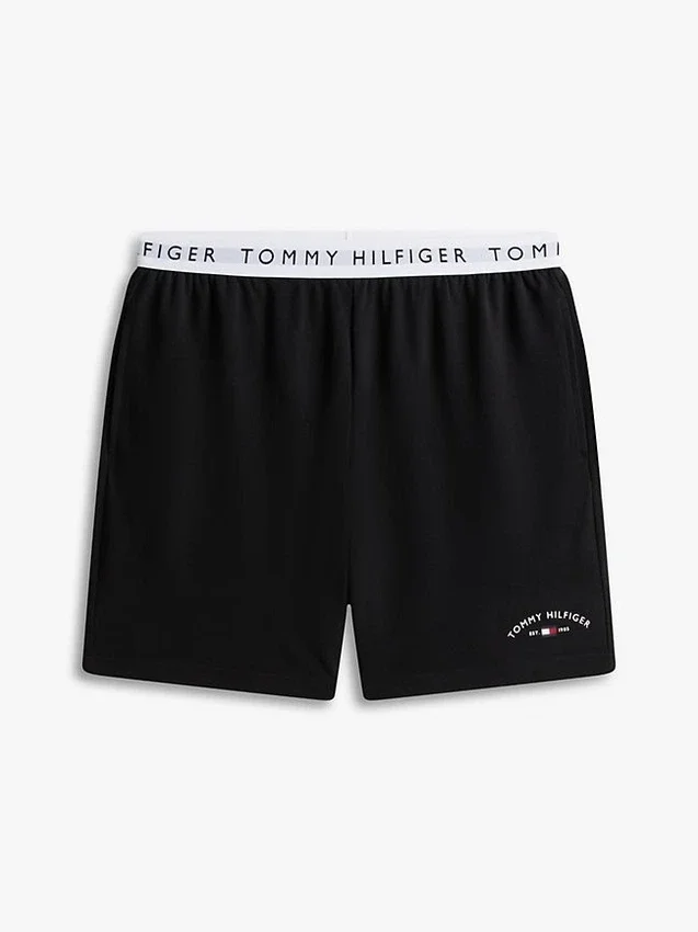 Pantalones cortos de pijama de piqué con logotipo de Hilfiger Pantalones cortos de pijama de piqué con logotipo de Hilfiger