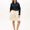 Pantalones cortos de popelín plisado Pantalones cortos de popelín plisado