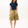 Pantalones cortos de popelín plisado Pantalones cortos de popelín plisado