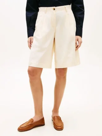 Pantalones cortos de popelín plisado