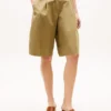 Pantalones cortos de popelín plisado Pantalones cortos de popelín plisado