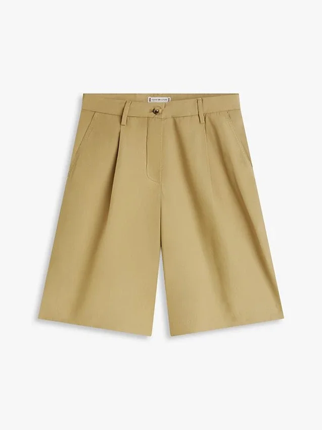 Pantalones cortos de popelín plisado Pantalones cortos de popelín plisado