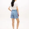 Pantalones cortos de seersucker a cuadros vichy con cinturón Pantalones cortos de seersucker a cuadros vichy con cinturón