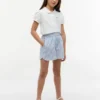Pantalones cortos de seersucker a rayas para niña