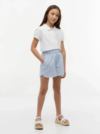 Pantalones cortos de seersucker a rayas para niña