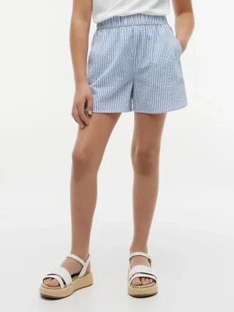Pantalones cortos de seersucker a rayas para niña