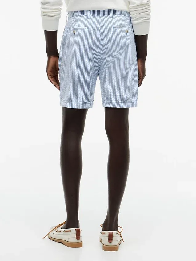 Pantalones cortos de seersucker de corte regular de 18 cm Pantalones cortos de seersucker de corte regular de 18 cm