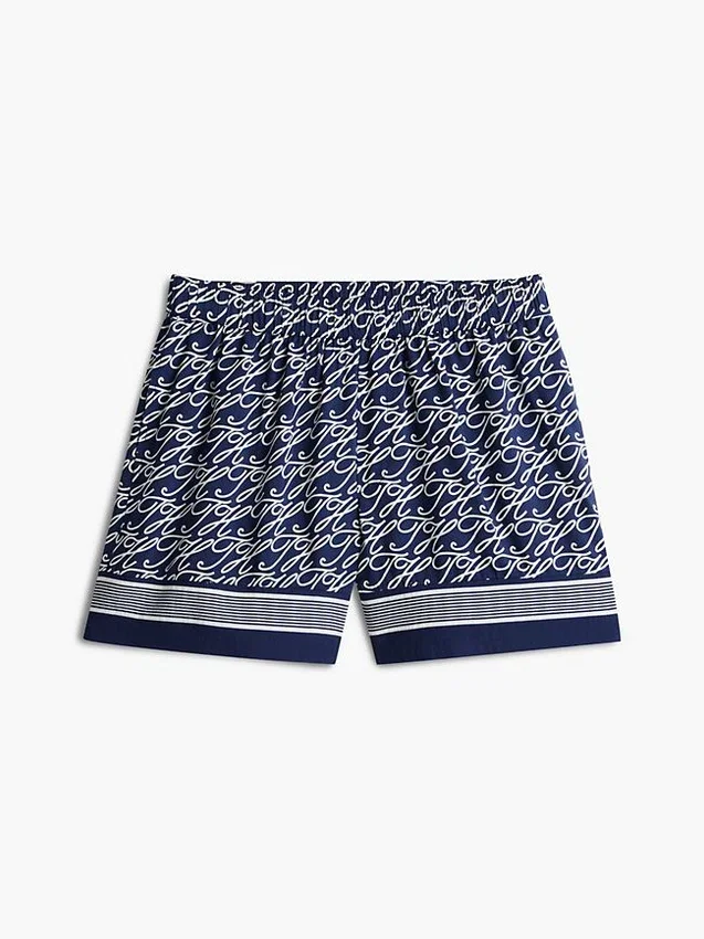 Pantalones cortos de voile con monograma en letra cursiva Pantalones cortos de voile con monograma en letra cursiva
