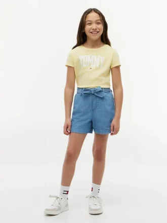 Pantalones cortos elásticos con cinturón para niños