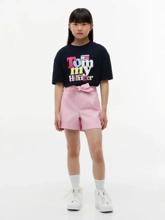 Pantalones cortos elásticos con cinturón para niños