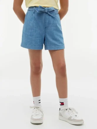 Pantalones cortos elásticos con cinturón para niños
