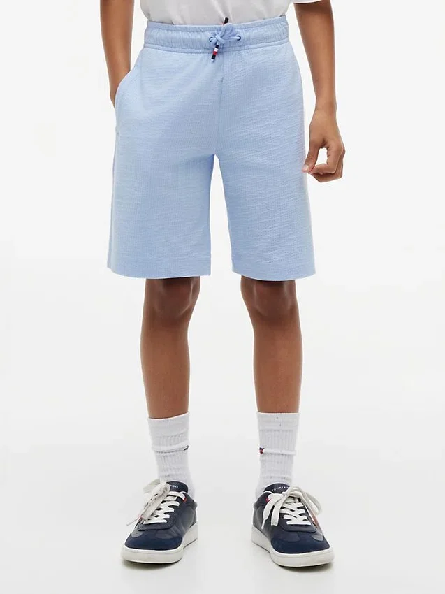 Pantalones cortos elásticos de seersucker para niño Pantalones cortos elásticos de seersucker para niño