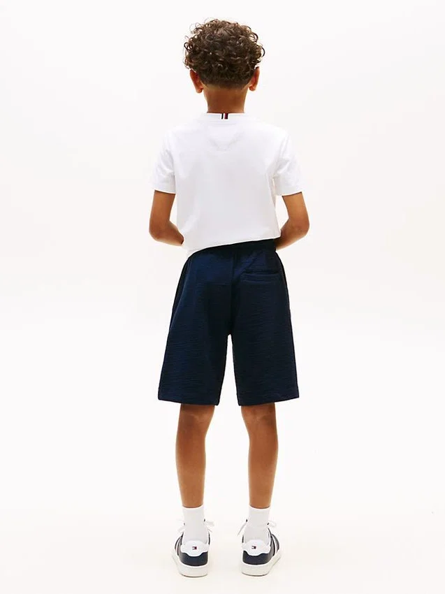 Pantalones cortos elásticos de seersucker para niño Pantalones cortos elásticos de seersucker para niño
