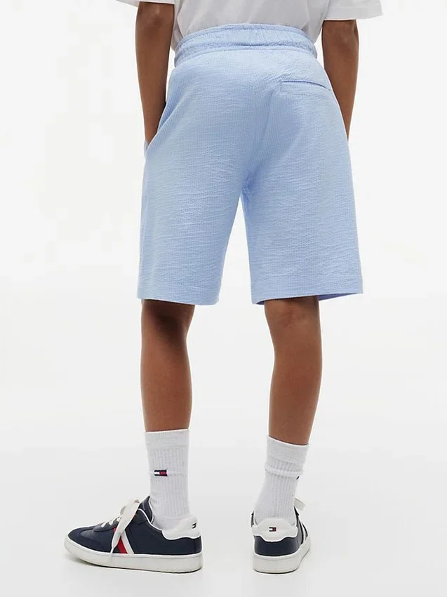 Pantalones cortos elásticos de seersucker para niño Pantalones cortos elásticos de seersucker para niño