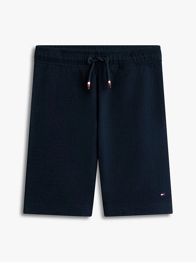 Pantalones cortos elásticos de seersucker para niño Pantalones cortos elásticos de seersucker para niño