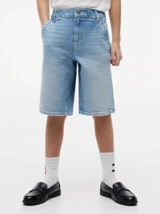 Pantalones cortos holgados de denim estilo marinero para niño