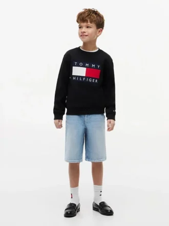 Pantalones cortos holgados de denim estilo marinero para niño
