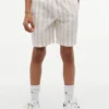 Pantalones cortos holgados de mezcla de lino a rayas para niño