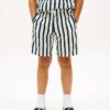 Pantalones cortos holgados de mezcla de lino a rayas para niño