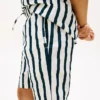 Pantalones cortos holgados de mezcla de lino a rayas para niño