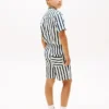 Pantalones cortos holgados de mezcla de lino a rayas para niño