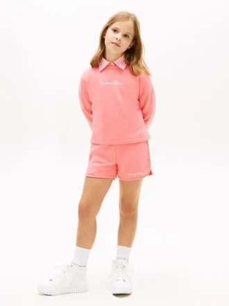 Pantalones cortos infantiles con logo Tommy y purpurina
