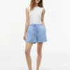 Pantalones cortos sin cremallera de mezcla de lino y algodón