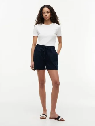 Pantalones cortos sin cremallera de mezcla de lino y algodón