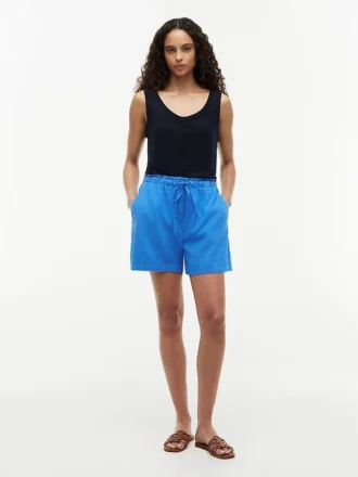 Pantalones cortos sin cremallera de mezcla de lino y algodón