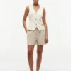 Pantalones cortos sin cremallera de mezcla de lino y algodón