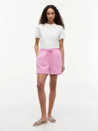 Pantalones cortos sin cremallera de mezcla de lino y algodón