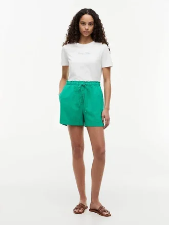 Pantalones cortos sin cremallera de mezcla de lino y algodón