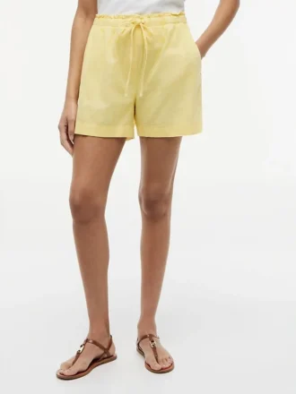 Pantalones cortos sin cremallera de mezcla de lino y algodón
