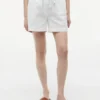 Pantalones cortos sin cremallera de mezcla de lino y algodón