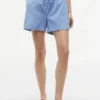 Pantalones cortos sin cremallera de mezcla de lino y algodón
