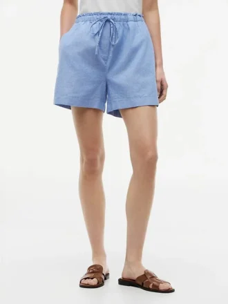 Pantalones cortos sin cremallera de mezcla de lino y algodón