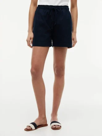 Pantalones cortos sin cremallera de mezcla de lino y algodón