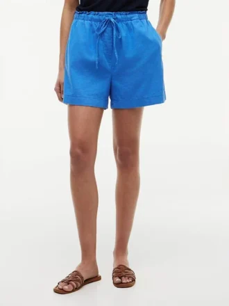 Pantalones cortos sin cremallera de mezcla de lino y algodón