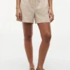 Pantalones cortos sin cremallera de mezcla de lino y algodón
