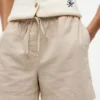 Pantalones cortos sin cremallera de mezcla de lino y algodón