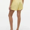 Pantalones cortos sin cremallera de mezcla de lino y algodón