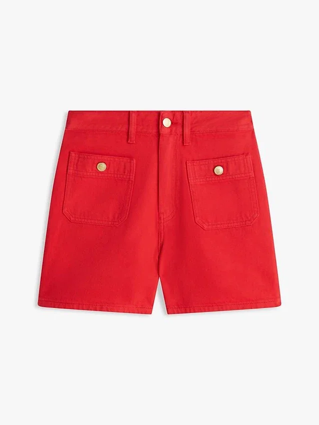 Pantalones cortos vaqueros con bolsillo y botón dorado Pantalones cortos vaqueros con bolsillo y botón dorado
