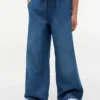 Pantalones de chambray de pierna ancha sin cremallera para niños