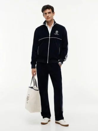Pantalones de chándal de terciopelo con escudo monograma