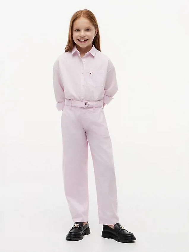 Pantalones de cintura ancha con cinturón para niña Pantalones de cintura ancha con cinturón para niña