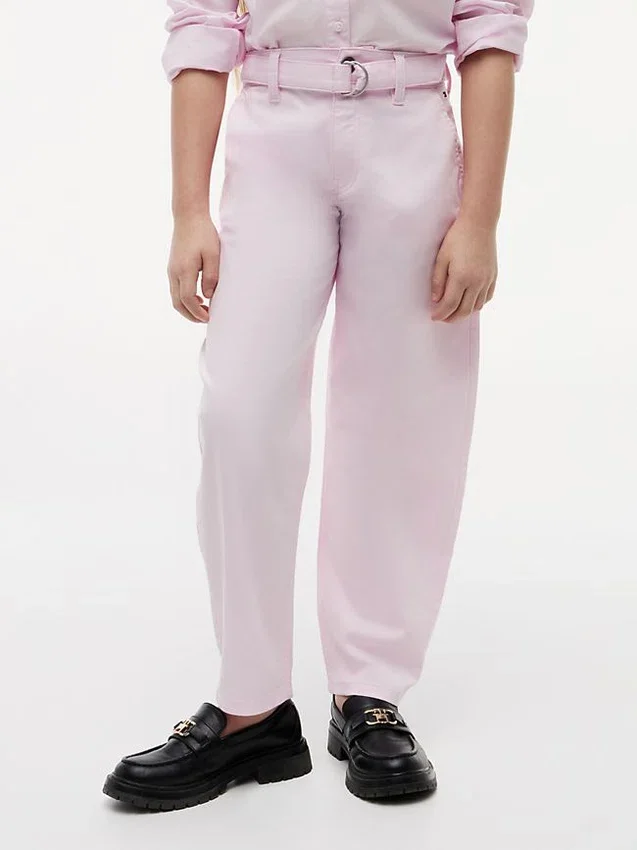 Pantalones de cintura ancha con cinturón para niña Pantalones de cintura ancha con cinturón para niña