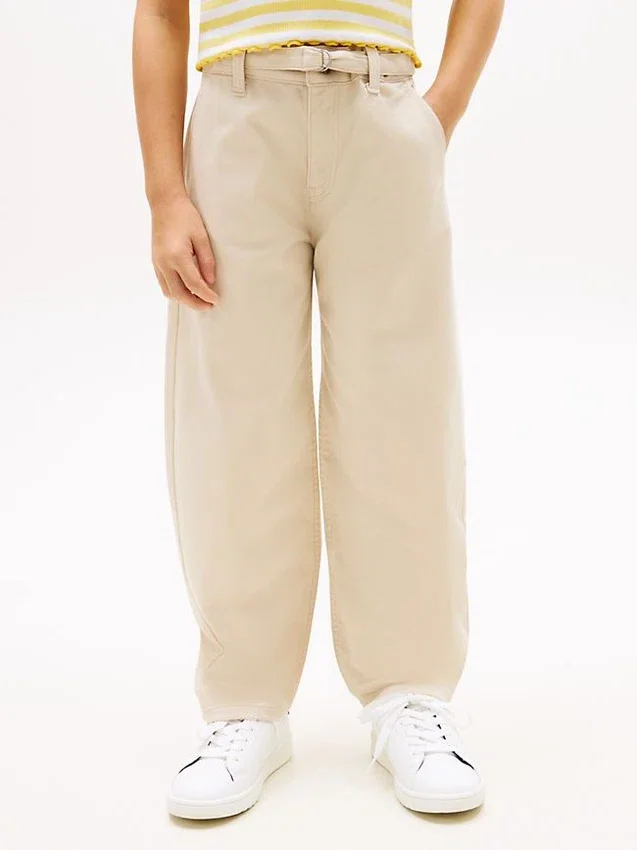 Pantalones de cintura ancha con cinturón para niña Pantalones de cintura ancha con cinturón para niña